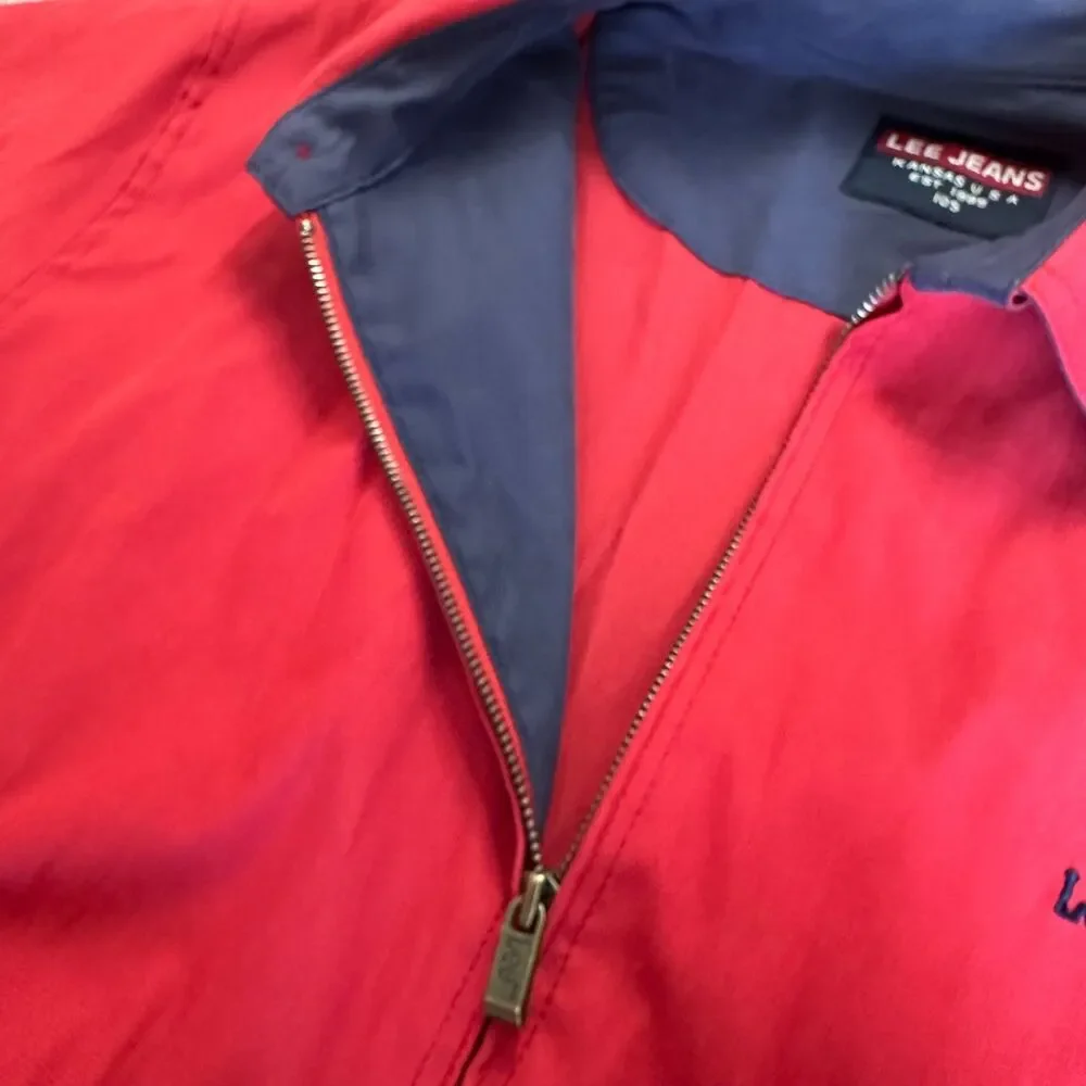 Vintage Lee Jeans Co. Harrington Jacket Red Navy Inner Lining 80s 90s Medium